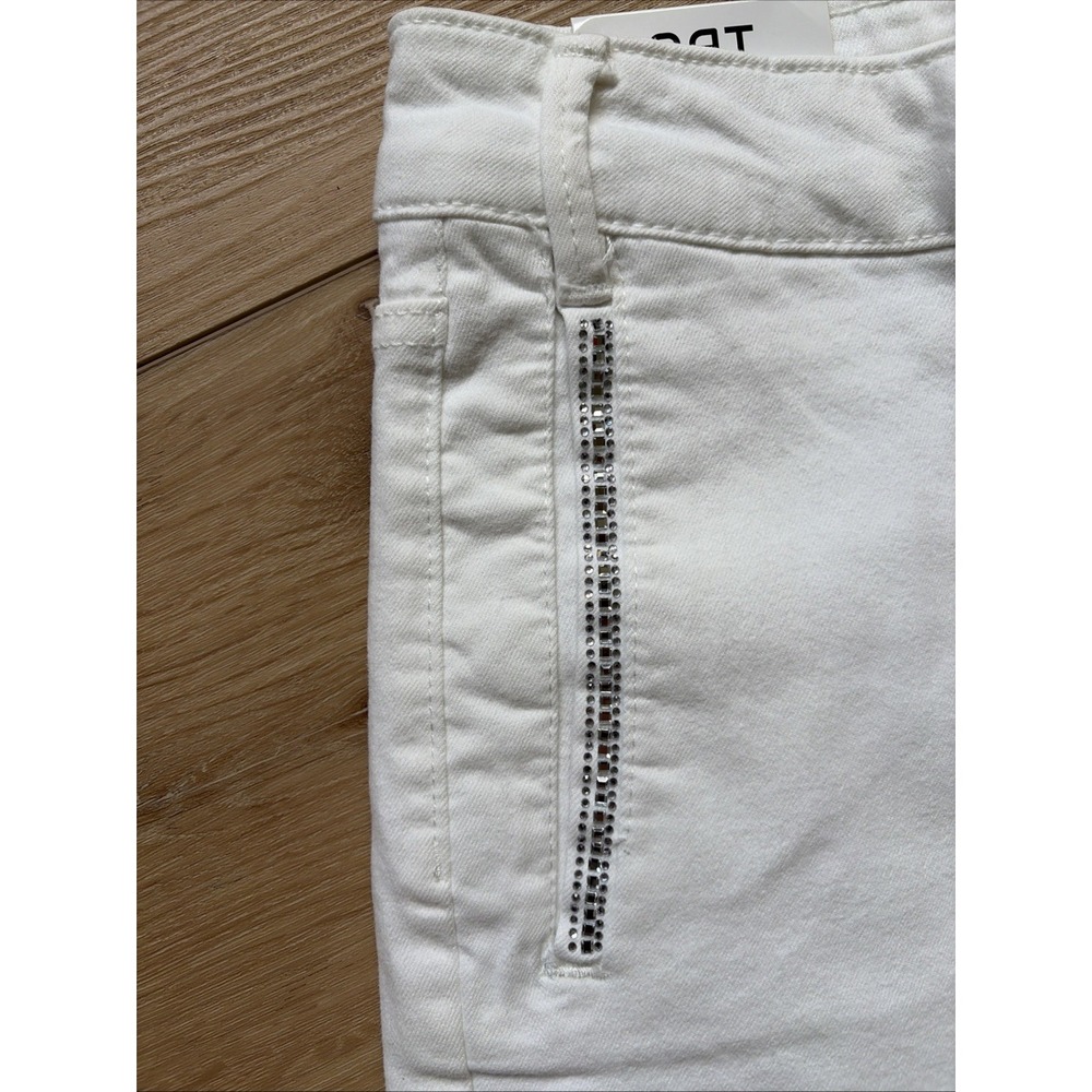 Oat New York Women's High Rise Wide Leg Ankle Jeans Raw Hem White Size 0 Glam - Picture 3 of 11